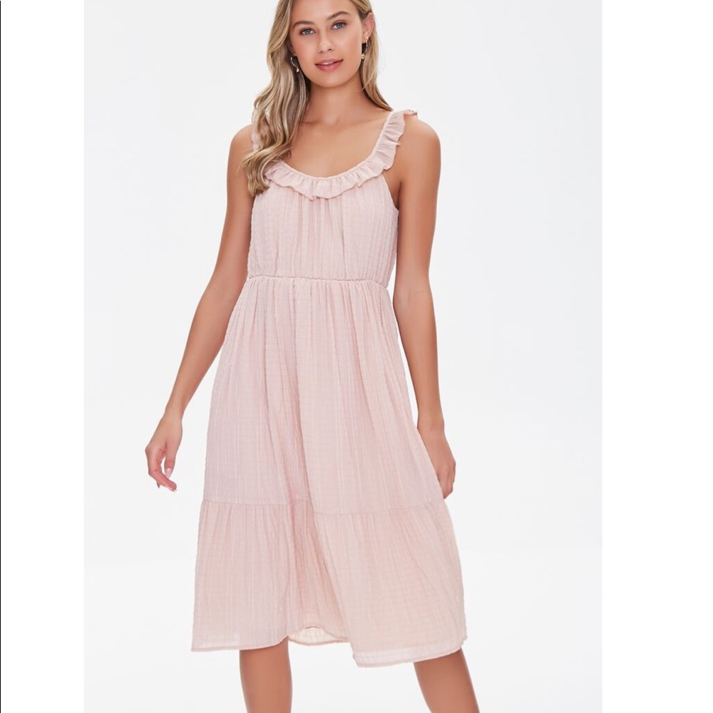 Ruffle trim tiered dress